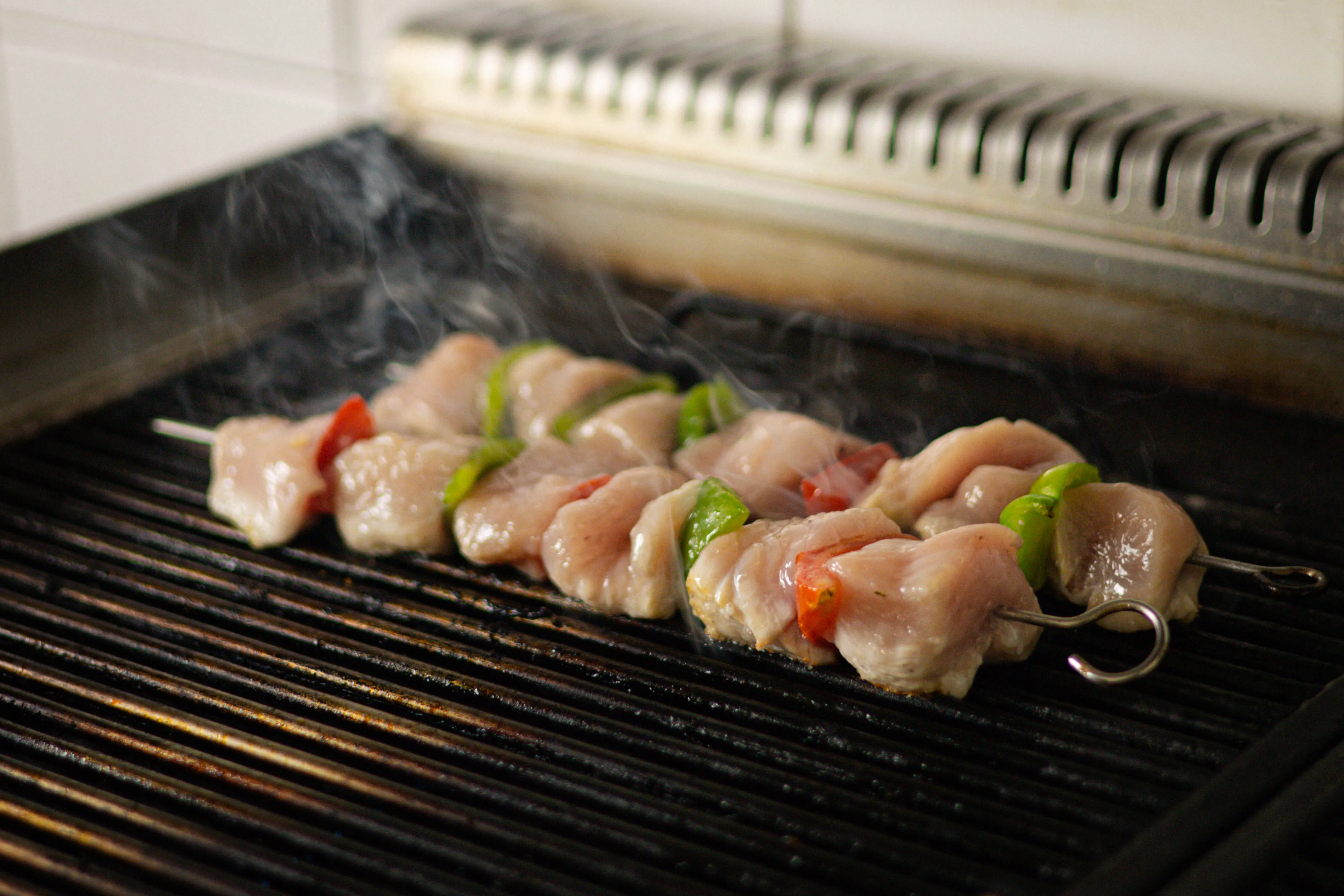 Pork souvlaki portion with potatoes
